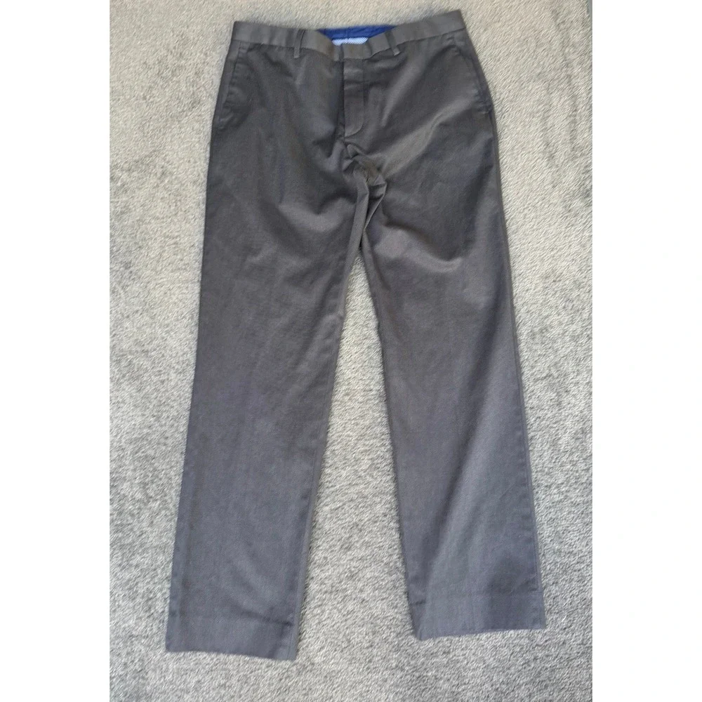 Banana Republic Mens 33x32 Non-Iron Slim Fit Chinos Dark Grey Cotton Trousers